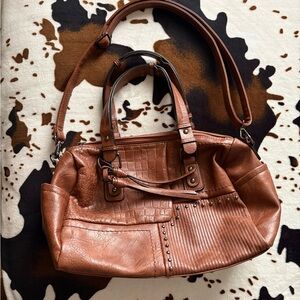 Brown Leather-Texture Women’s Satchel Bag